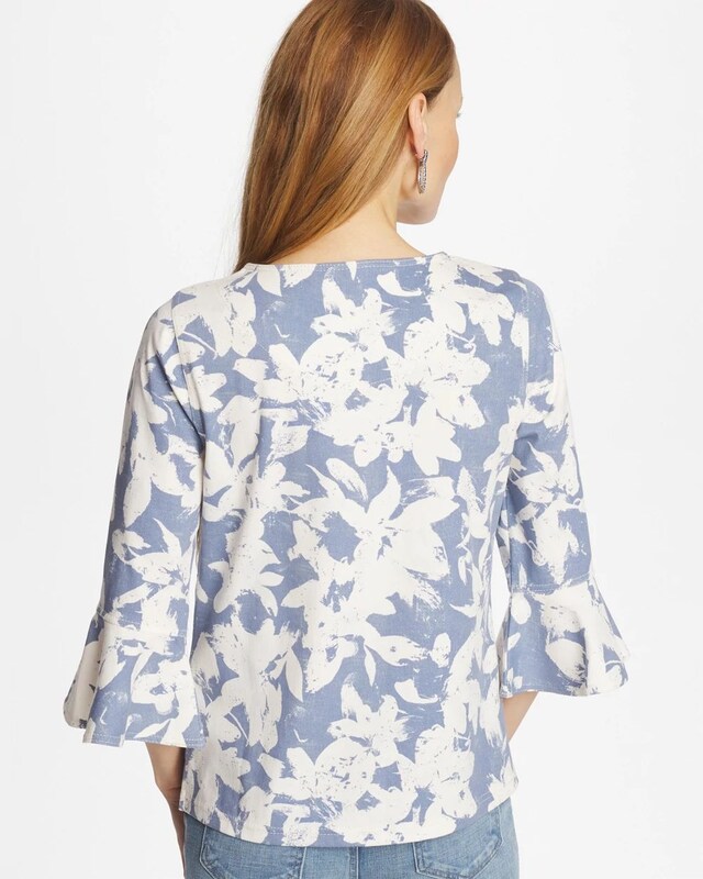 Printed Bell Sleeve Top - image 3